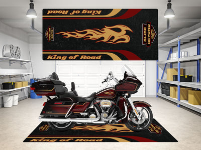 Designed Motorcycle Mat for Harley Davidson King of Road CVO - Motorcycle Pit Mat