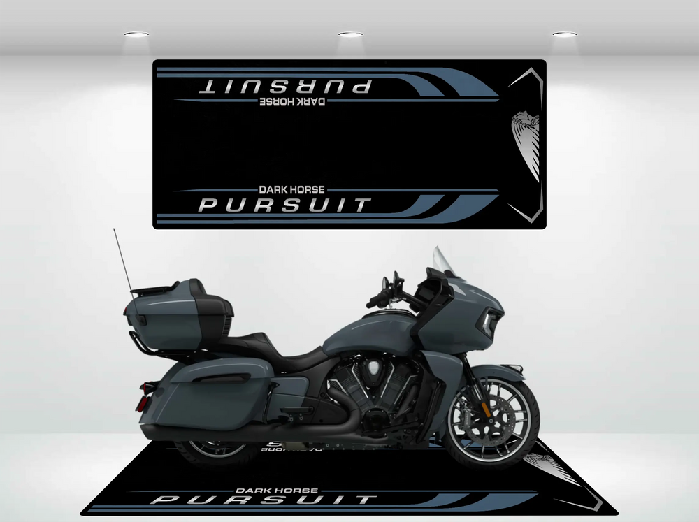 Stealth Gray motorcycle mat designed for Indian Motorcycle
