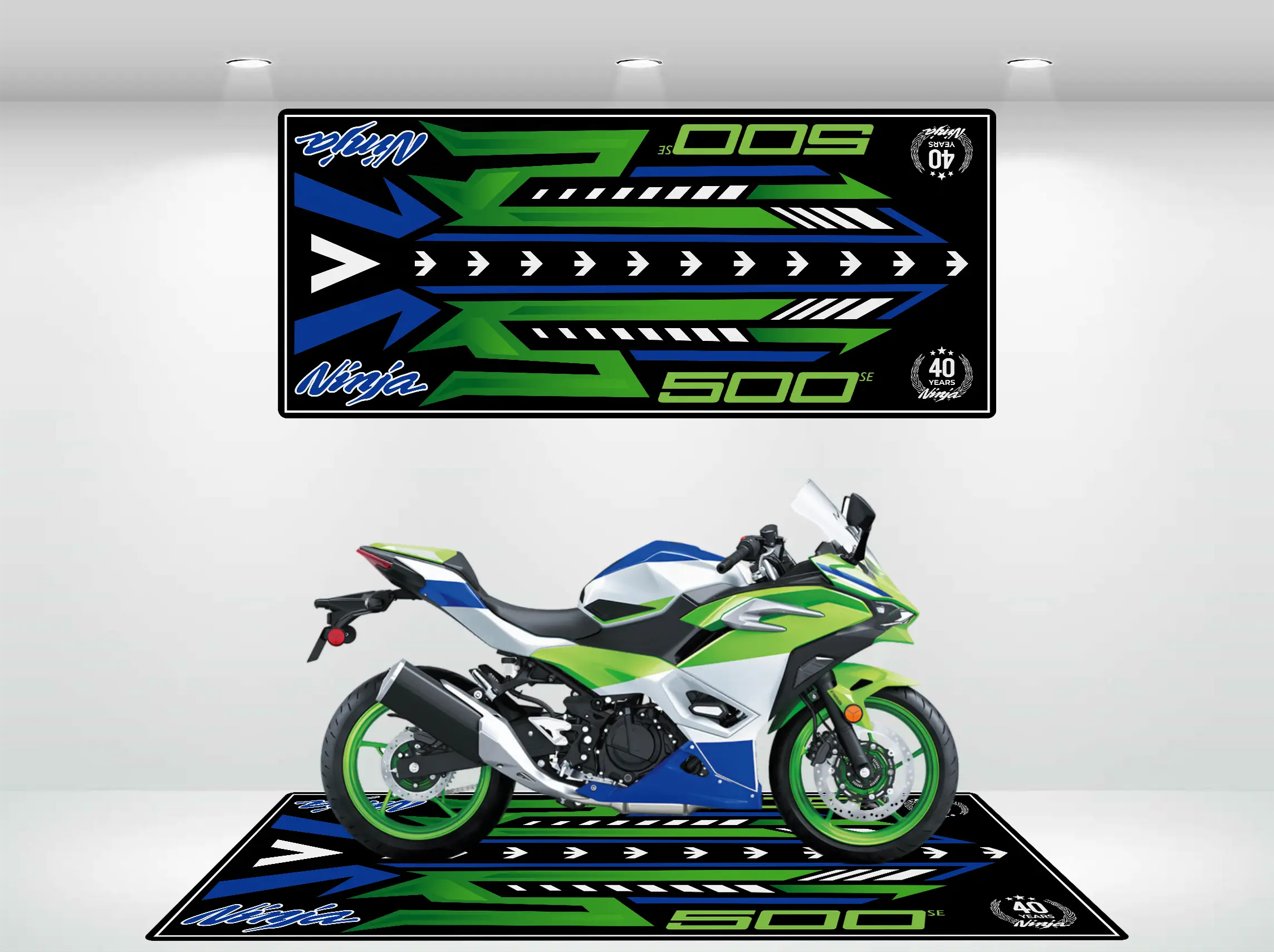 Motorcycle Mat for Kawasaki Ninja 500 SE 40th Anniversary