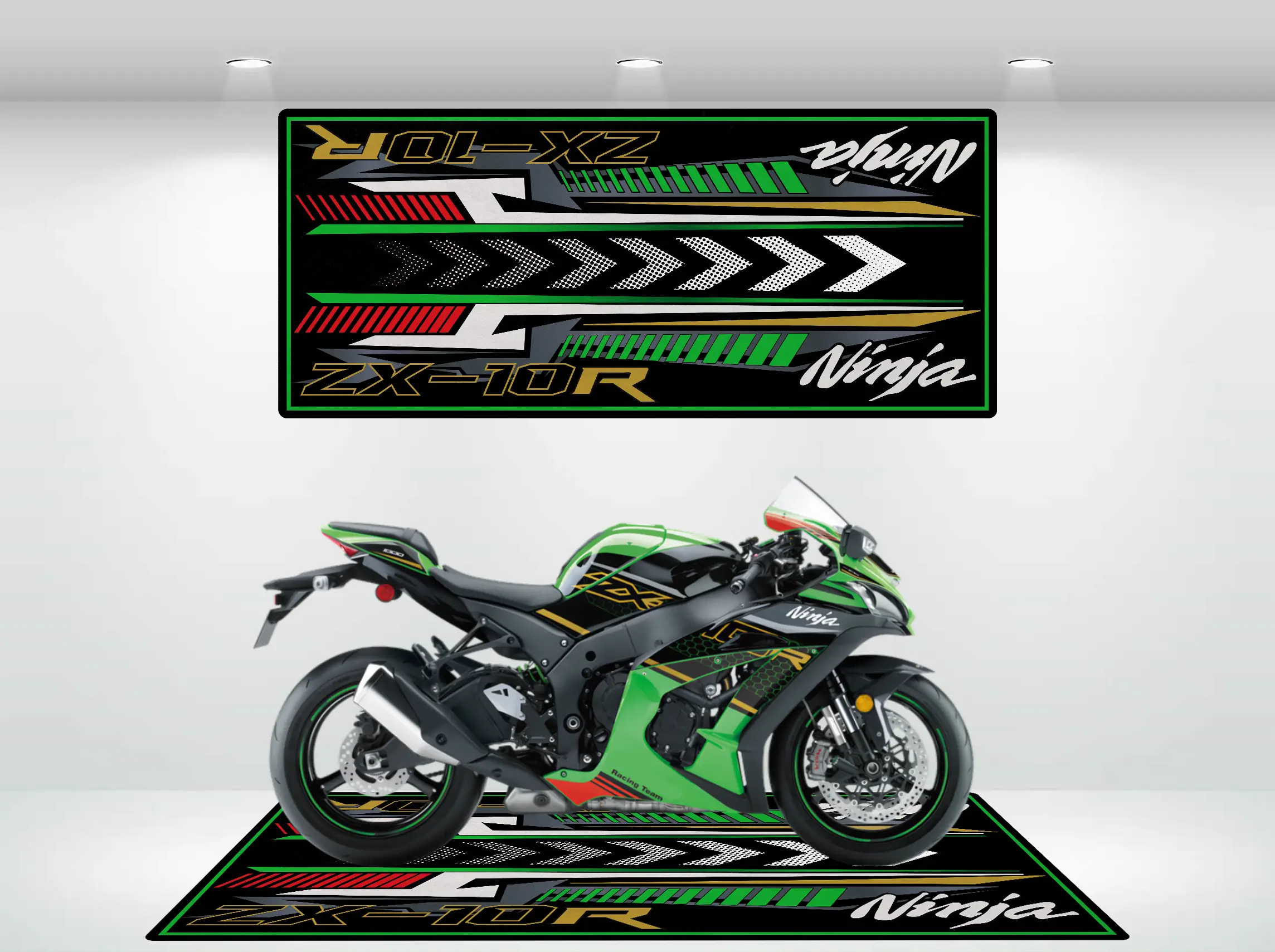 オーダー完成写真 Motorcycle Pit Mat for Kawasaki Ninja ZX-10R KRT Replica